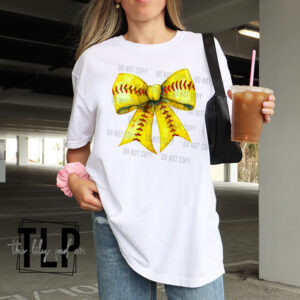 Softball Baseball Coquette Vintage Bow Graphic Tee