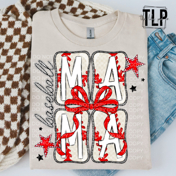 Mama Softball/Baseball Word Box Graphic Tee - Image 2
