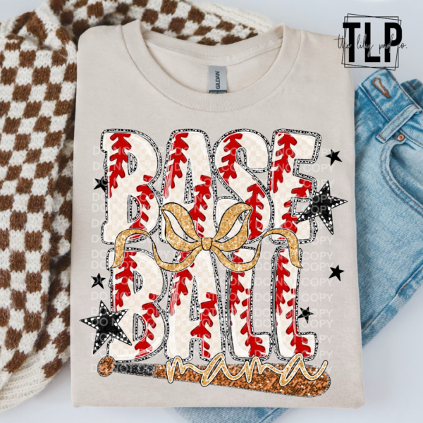 Mama Baseball/Softball Bow DTF Transfer - Image 2
