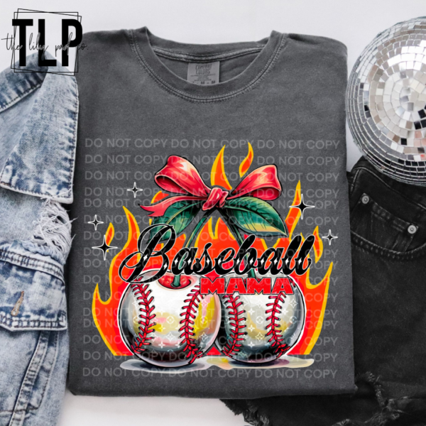 Mama Softball/Baseball Cherries Graphic Tee - Image 2