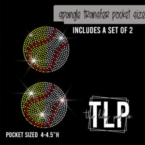 Split Baseball Softball Pocket Sized Set of 2 Spangle Transfer