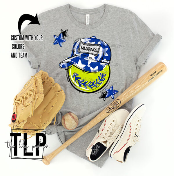 Custom Ball Sporty Baseball Softball Smile Face DTF Transfer - Image 2