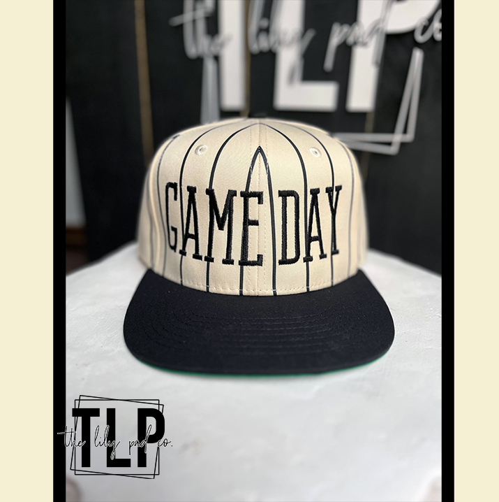 Embroidered GameDay Vintage Pin Stripe Snapback Cap - Image 2