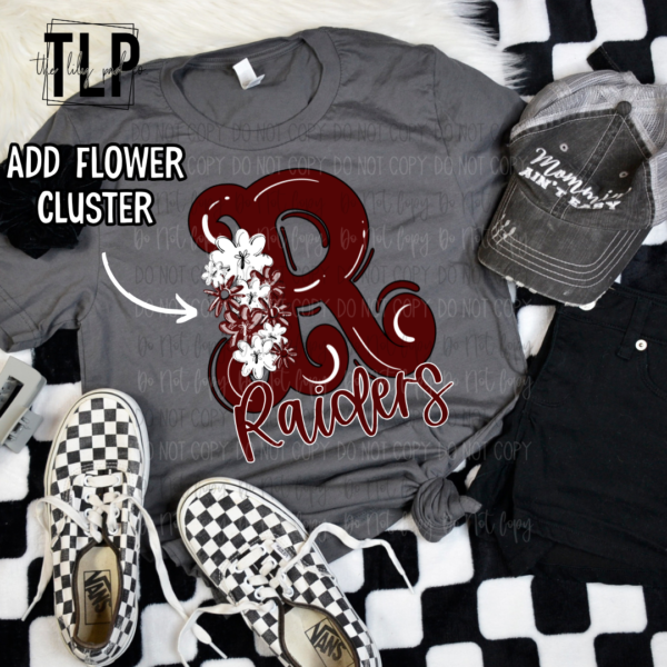 Custom Fancy Mascot w/ Flower Cluster DTF Transfer