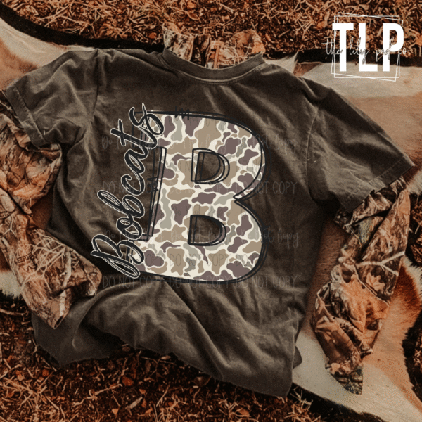 Large Camo Letter Mascot Youth/Adult Tee/Sweatshirt