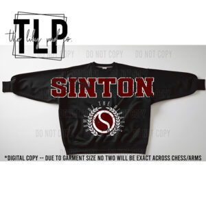 Sinton Pirates Oversized Grunge Crest Mascot Sweatshirt-Long Sleeve Graphic Top