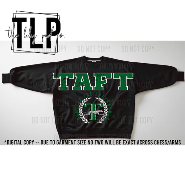 Taft Greyhounds Oversized Grunge Crest Mascot Sweatshirt-Long Sleeve Graphic Top