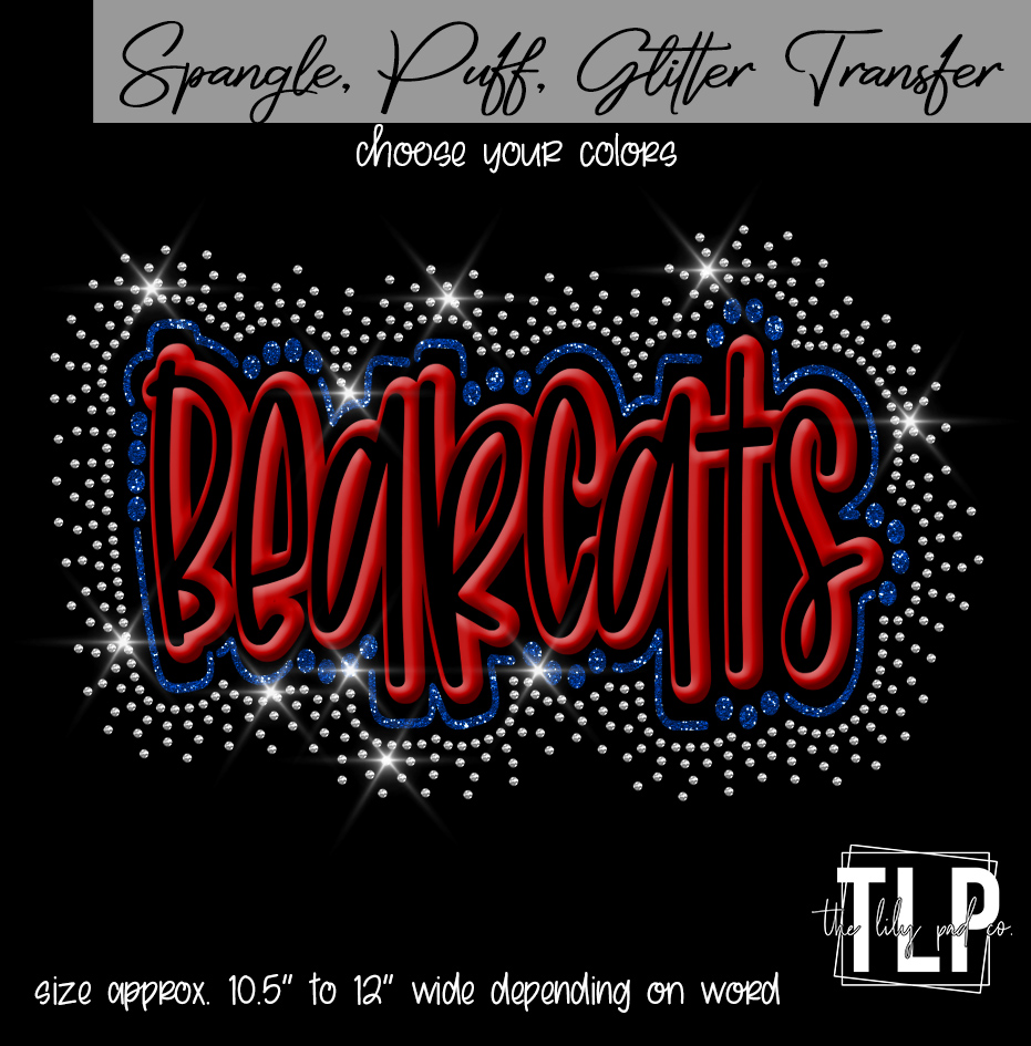 Multi-texture spangle bling transfer with 3D puff effect