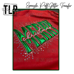 Merry Christmas Metallic Puff , Glitter, Spangle Transfer