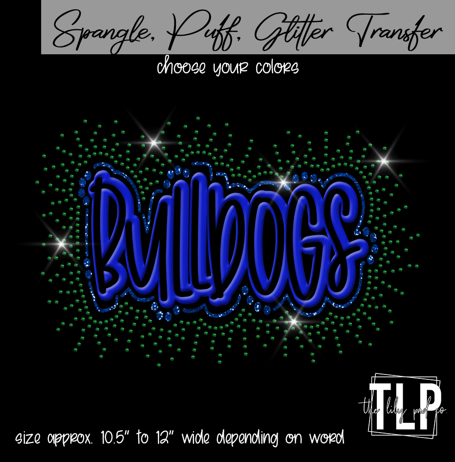 Bulldogs Puff ,Glitter, Spangle Transfers
