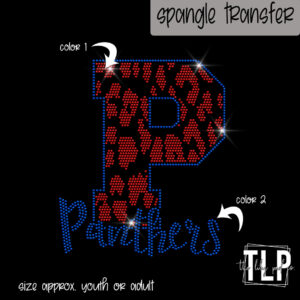 Panthers Zebra-Cheetah Pattern Letter Mascot Spangle Transfer