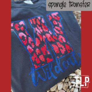 Mustangs Zebra-Cheetah Pattern Letter Mascot Spangle Transfer