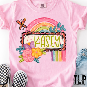 Girls Rainbow Name Frame DTF Transfer