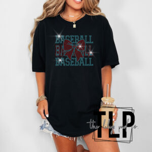 Stacked Baseball with Bow Spangle
