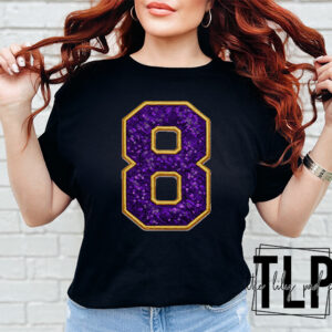 Custom NUMBER Sequin Applique Solid Color Short Sleeve