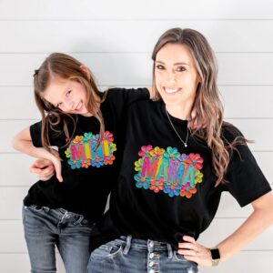 Mama and Mini Bright Paint Brushed Graphic Tshirts