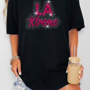 LA Extreme Scatter Spangle Bling Glitter Tee Sweatshirt
