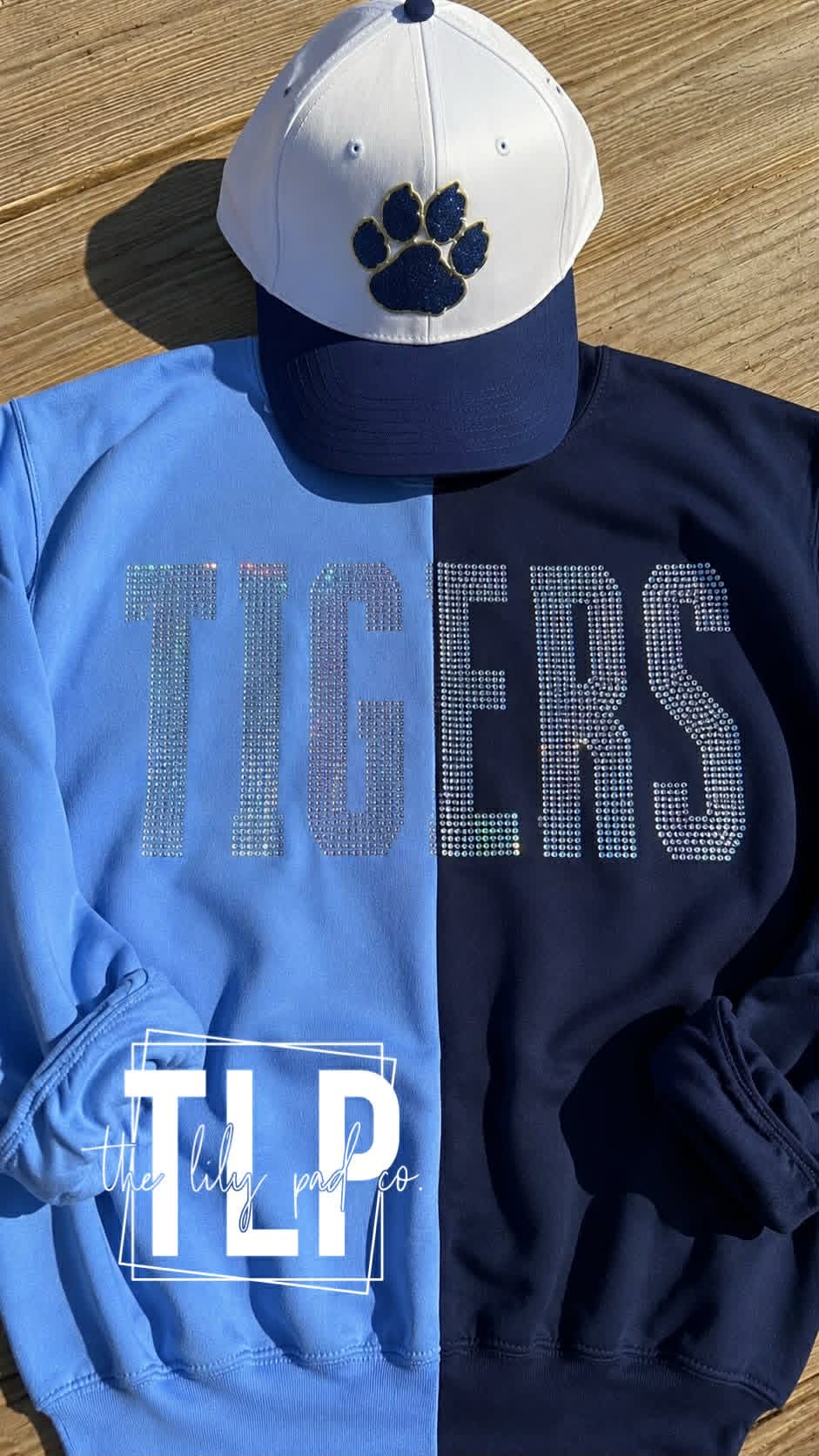 Custom Split Colored Spangle Bling Mascot Crewneck - Image 2