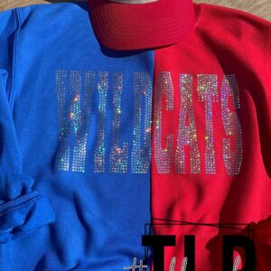 Custom Split Colored Spangle Bling Mascot Crewneck