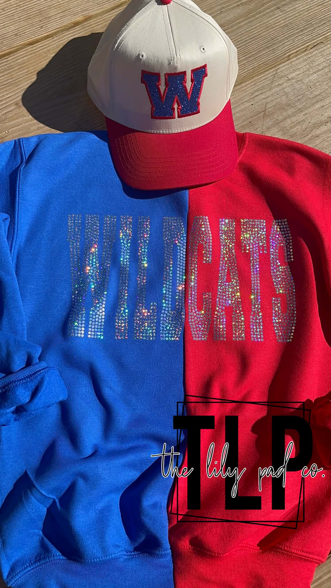 Custom Split Colored Spangle Bling Mascot Crewneck