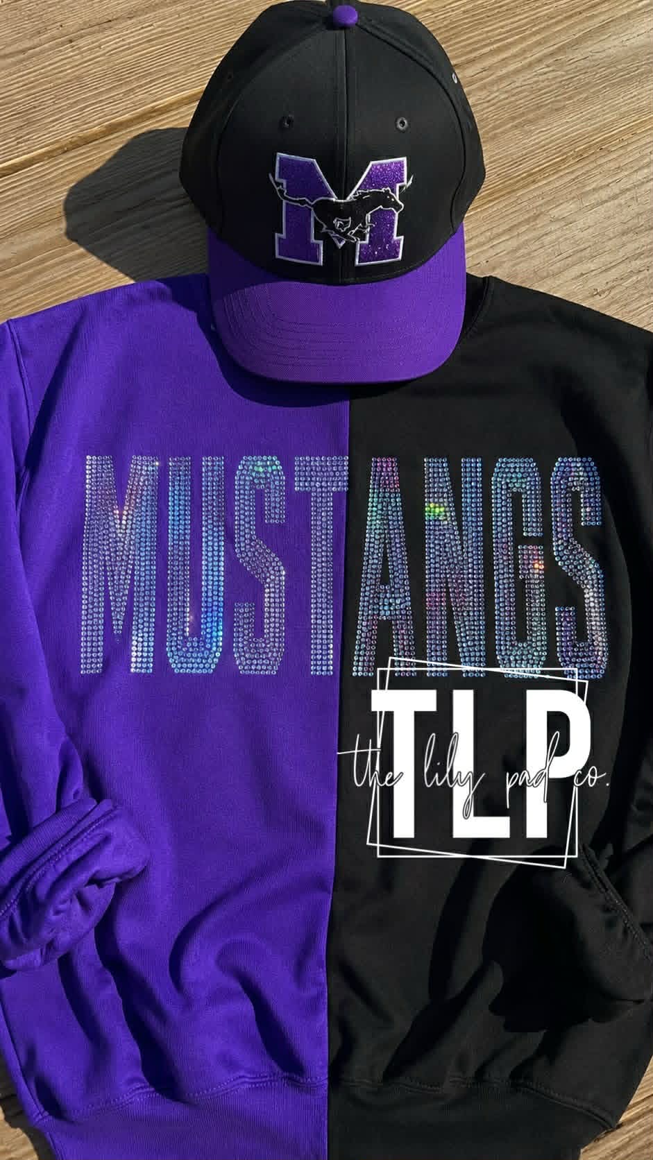 Custom Split Colored Spangle Bling Mascot Crewneck - Image 3