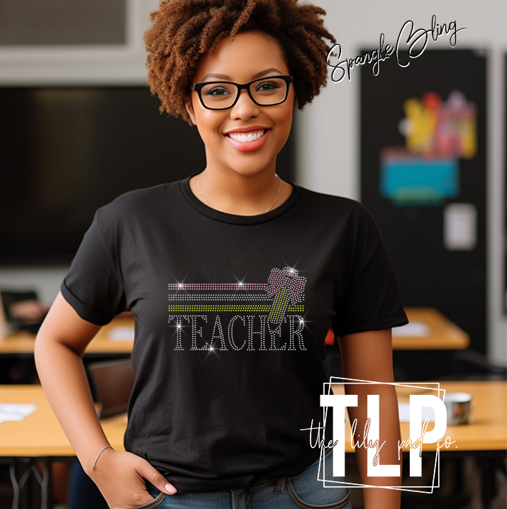 Teacher with Pencil Bow -SPANGLE - Image 2