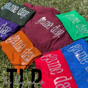 Typed Game Day Spangle Bling Tee Sweatshirt